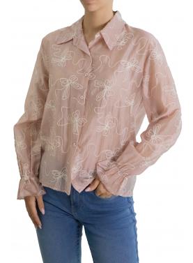 Camicia con colletto e bottoni con ricami